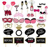 Bachelorette Party Photo Booth Props Kit, 30 pcs Bridal Shower Decorations for Bachelorette Party Supplies Girls Night Out Game by Ucity