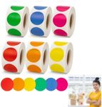 3000Pcs Colored Dot Stickers, Label Sticker Round Color Coding Labels Circle Dots Labels Circle Stickers for Office,Classroom,Family（6 Colors, 500 Labels/Roll）