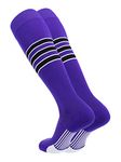 TCK Elite Performance Baseball Socks Dugout Softball Mens Womens, Purple/White/Black, Medium