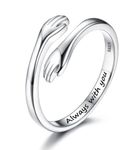 HAIAISO Valentine's Day Gift - 925 Sterling Silver Hug Rings for Women Girls 18K White Gold Plated Band Ring Always with You Delicate Couple Hugging Stackable Rings for Women