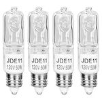 JD E11 120V 50 Watt Halogen Bulbs,Mini Candelabra Bulbs for House Lighting Fixtures,Ceiling Lamps,Table Lamps,Cabinet Lighting(4 Pack)