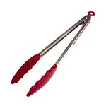 Femora Premium Virgin Silicone Food Tongs with Grip Handle, Red, Pack of 1 (9 inches)