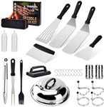 Onlyflame 29PCS Professional BBQ Griddle Tool Kit for Flat Top Grill Blackstone and Camp Chef - Stainless Steel Griddle Spatulas Accessories Kit with Griddle Cleaning Kit & Carry Bag