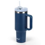 VECH 40oz Tumbler, Travel Coffee Tumbler with Straw Lid and Handle, Insulated Coffee Cup for Hot & Cold Coffee, Stainless Steel Travel Mug, Metal Water Bottle, BPA Free (Blue)