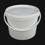 Pack of 5 x 10 Litre Airtight Food Grade White Catering Mixing Plastic Buckets with Lids – Heavy Duty Industrial Catering Kitchen Quality