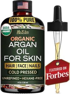 Ella & Eden Organic Moroccan Argan Oil - 100% Pure Cold-Pressed USDA Certified Unrefined – for Hair, Face & Skin – 4 Fl Oz Glass Bottle