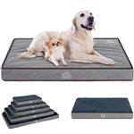 VANKEAN Dog Bed Soft Crate Pad Mat Reversible Cool & Warm, Washable Comfy Kennel Pad with Orthopedic Egg-Crate Foam for Small Medium Large Dogs, Water-Resistant Pet Bed, Gray/Dark Blue