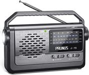 PRUNUS J-15 Portable Radio Mains and Battery, SW AM FM Radio Battery Operated by 3x D Cell Battery or AC Power, Transistor Radio with 3W Large Speaker, Flashlight for Emergencies.