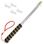 Qiuboluny Telescopic Handheld Flagpoles with Clips Portable Flag Pole Lightweight Extendable Tour Guide Stainless Steel Banner Flag Pole Pointer for Teachers with Anti-Slip Grip (3gold yellow)