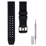 23mm Rubber Watch Band Strap Fits Luminox 3050 8800 and 3950 Series with Black Double Prong Clasp, Valentine's day gifts for him or her, Black, Modern