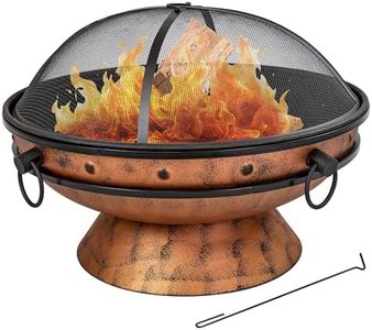 Sunnydaze 30-Inch Large Outdoor Fire Pit - Wood Burning Fire Pit for Outside with Poker and Screen - Copper Finish - Royal Cauldron