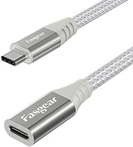 USB C Extension Cable for Magsafe Charger, 1.8m Fasgear Fast Charging Braided Type C 2.0 Female to Male Extender Cord Compatible with Mac-Book Air,i-Pad Pro,Sam-Sung Galaxy S24,Pixel 5a,Switch (Grey)