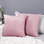 Deconovo Set of 2 Soft Crushed Velvet Cushion Covers 40cm x 40cm 16x16 Inches Throw Pillow Cases Square Cushion Covers for Sofa with Invisible Zipper Baby Pink 2 Pieces