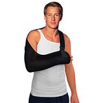 Adult ONE Size Arm Sling Shoulder Support (Black/Black) Medically Approved, Cool, Easy Fit, Thumb Loop, Unisex.