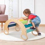 TOOKYLAND Rainbow Climbing Toys for Toddlers,Indoor Wooden Montessori Climbing Set,Rocking Toy Wooden Arch Climber Play Gym for Toddler