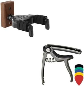Ultimate Guitar Accessory Bundle: 4-in-1 Capo and Auto Lock Wall Mount Hanger