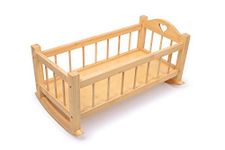 Gamez Galore Natural Nature Solid Wooden Dolls Rocking Cradle Crib Cot Bed