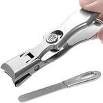 VOGARB Toe Nail Clippers for Thick Nails for Seniors Ultra Sharp Wide Jaw Opening Large Long Handle Heavy Duty Nail Cutters for Fingernail Toenails No Splash for Men Women (Silver with File)