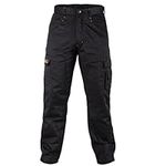 Black Hammer Mens Combat Work Trousers Cargo Pants Multi Pockets Joggers Reinforced Seams Tradesman Warehouse Survival Black (30W / 33 Long)