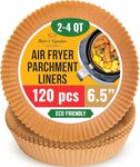 Air Fryer Liners, 120Pcs Disposable Parchment Paper – 6.5 Inch Round, for Ninja, Tefal, Cosori and Others – Unbleached, for Baking, Roasting or Cooking, Easy Cleanup by Baker's Signature (16 cm)