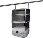 Stow-N-Go Portable Hanging Travel Shelves, Packing Organizer for Luggage. Carry on Closet with Hanger for Clothes. Expandable Packing Cube. Travel Essentials, Light Gray - L