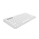 Logitech Pebble Keys 2 K380s, Multi-Device Bluetooth Wireless Keyboard with Customisable Shortcuts,Slim and Portable, Easy-Switch for Windows/macOS/iPadOS/Android/Chrome OS, QWERTY UK Layout, White