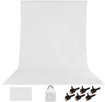 ROSNONG White Backdrop 1.8×2.8m Photo Backdrop,White Cloth Background,Thicken Foldable White Screen Cloth Photo Backdrop,for Photo Wall Photo Studio Photography Background with 6 Piece Clips + 1 Bag