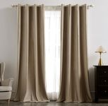 MIULEE Beige Velvet Curtains Eyelet Curtains for Bedroom 2 Panel Set, Super Soft Luxury Home Decor Velvet Curtains Living Room, Thick Room Darkening Curtains 90 Drop, Each 46 x 90 Inche