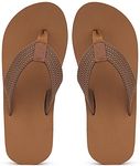 MAIITRIP Mens Flip Flops Size 15,Summer Beach Soft Comfortable Shoes,Non-Slip Rubber Shower Thong Sandals with Arch Support,All Brown