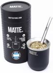 Mate Cup Set, Yerba Mate Cup/Gourd (6 Ounces) and Bombilla (Yerba Mate Straw). Stainless Steel, Double-Walled, Elegant Design. Premium Quality Box (Black)