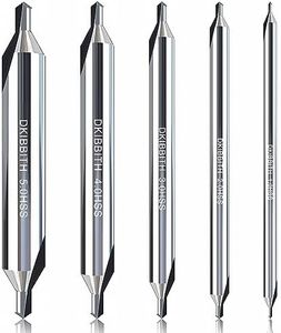 DKIBBITH 5pc Long Center Drill Bit Set, M2 HSS 60-Degree Angle 4'' Overall Length Center Drill Bits Kit, Countersink Tools for Metalworking Lathe Milling and Countersinking, Size 1.0 2.0 3.0 4.0 5.0