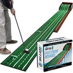 Putting Green, Putting Matt for Indoors, Golf Training Equipment with Ball Return, Non-Wrinkle Crystal Velvet, Golf Accessories Golf Gift for Men Wood (Dark geeen)