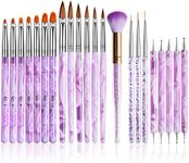 Kalolary 22pcs UV Gel Nail Art Brush Set, Acrylic Nail Art Dust Brush Nail Art Dotting Pen Nail Painting Brush Pen Nail Art Tips Builder Brush Gel Nail Painting Tools for DIY Nail Art Designs