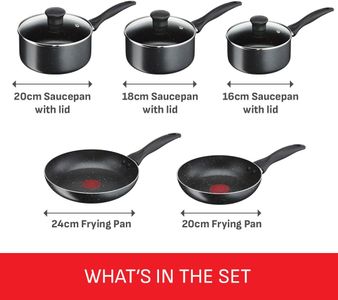 Tefal Origins Stone 5-Piece Cookware Set – Non-Stick Pots & Pans