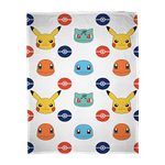 Character World Pokémon Official Fleece Blanket | Pikachu Badges Design Super Soft Warm Throw Brands | Perfect For Any Children's Bedroom, Camping & Sleepovers | Size 100x150cm