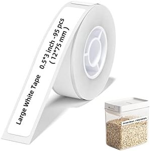 NIIMBOT D11 Label Maker Tape Adapted Label Print Paper Standard Laminated Office Labeling Tape Replacement Pure Color (White, Large)