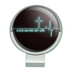 GRAPHICS & MORE Jesus Saved My Life EKG Heart Rate Pulse Religious Christian Golf Hat Clip with Magnetic Ball Marker