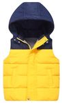 Happy Cherry Baby Boys Lightweight Packable Puffer Vest with Hood Warm Winter Fleece Sleeveless Jacket with Poacket 7-8Y Yellow