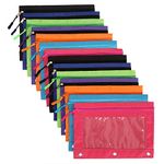 Yopay 14 Pack Binder Pouch for 3 Ring Binder, B5 Size Zipper Pulls Bags Case, Cosmetic Bags with Clear Window for Office, Oxford Cloth, 7 Colors