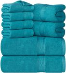 Utopia Towels 8-Piece Premium Towel Set, 2 Bath Towels, 2 Hand Towels, and 4 Wash Cloths, 600 GSM 100% Ring Spun Cotton Highly Absorbent Towels for Bathroom, Gym, Hotel, and Spa (Teal)