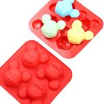 Funwaretech® Silicone Chocolate Mould,4-Cavity Mickey Mouse Shaped Non-Stick Sweet Moulds for Baking,Cake Topper Moulding Candy Chocolates Cookie Ice Jelly and Handmade DIY Wax Melt Moulds