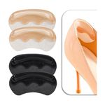 VivoFoot 4 Pairs Anti-Slip Heel Grips for Shoes Too Big, Gel Heel Liners & Fillers for Loose Shoes, Self-Adhesive Back of Heel Cushion Inserts, Heel Blister Protectors for Women & Men (Beige+Black)