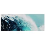 Empire Art Direct Blue Wave 1 Tempered Glass Panel Graphic Teal Sea Wall Art, 24" x 63" x 0.2"