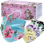 Everydayspecial Disposable Safety Mask 3 Layer Protection Face Mask for Adults 50 pcs (Flower Assorted Print)