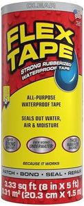 Flex Tape, Original Thick Flexible Rubberized Waterproof Tape - Seal and Patch Leaks, Works Underwater, Indoor Outdoor - Home RV Roof Plumbing and Pool Repairs, Clear, 8 in x 5 ft, Pack of 1