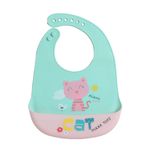 POLKA TOTS Waterproof Silicone Bibs with Adjustable Snap Buttons, Super Absorbent, Soft, Comfortable & Lightweight for Feeding Infants & Baby Toddlers (4 Months to 3 Years) (Cat)