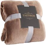 TASTHROW Large Flannel Fleece Throw Blanket, 50×70 Inch - Cozy Lightweight Thick Blanket - All Seasons Suitable for Women, Men and Kids (Light Coffee)