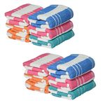 Khillayox 100% Cotton 400 GSM Hand Towel Soft and Absorbent Multipurpose Towels for Bathroom, Kitchen, Gym, & Spa - Set of 12 (21" x 14") - (Teal,Pink,Blue)