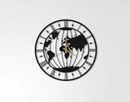 PRAMUKH FASHION World Unique Design Metal Wall Clock, Metal World Map,Metal Wall Decor, Art Work, Wall Art, Metal Art, Wall Decoration (Style-7, Size-50)