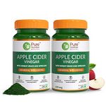 Pure Nutrition Apple Cider Vinegar with Wheat Grass & Spirulina for Enhanced Wellness | Rich in Antioxidants | Supports Weight Management, Detoxification & Immunity - 60 Veg Capsules (Pack of 2)